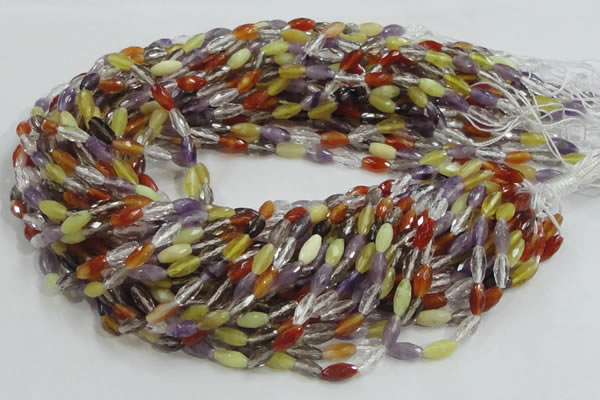 CMQ24 15.5 inches 5*10mm faceted rice multicolor quartz beads