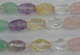 CMQ250 15.5 inches 8*12mm faceted rice multicolor quartz beads