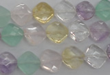 CMQ254 15.5 inches 10*10mm faceted diamond multicolor quartz beads