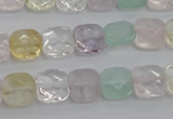 CMQ256 15.5 inches 10*10mm faceted square multicolor quartz beads