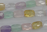 CMQ257 15.5 inches 8*12mm faceted rectangle multicolor quartz beads