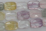 CMQ258 15.5 inches 10*14mm faceted rectangle multicolor quartz beads