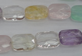 CMQ259 15.5 inches 12*16mm faceted rectangle multicolor quartz beads