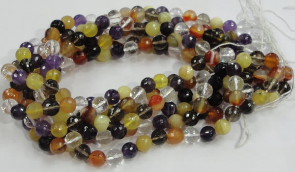 CMQ33 15.5 inches 10mm faceted round multicolor quartz beads