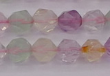 CMQ368 15.5 inches 10mm faceted nuggets mixed quartz beads