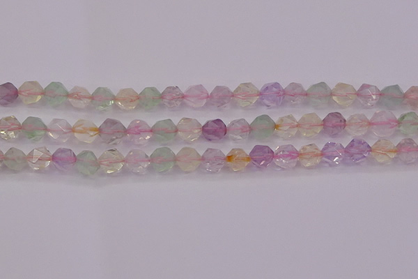 CMQ368 15.5 inches 10mm faceted nuggets mixed quartz beads