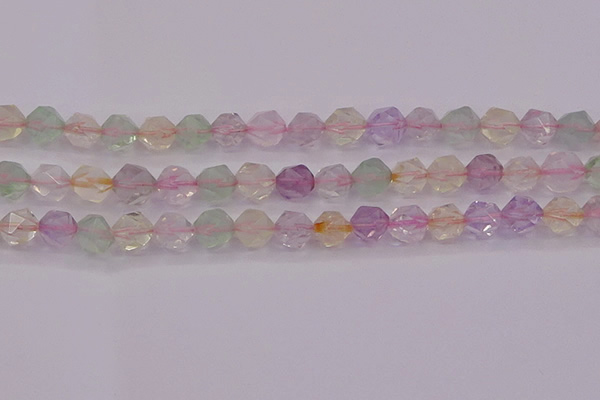 CMQ369 15.5 inches 12mm faceted nuggets mixed quartz beads