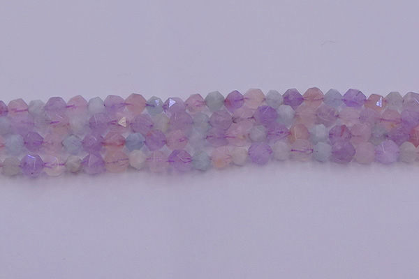 CMQ381 15.5 inches 6mm faceted nuggets mixed quartz beads