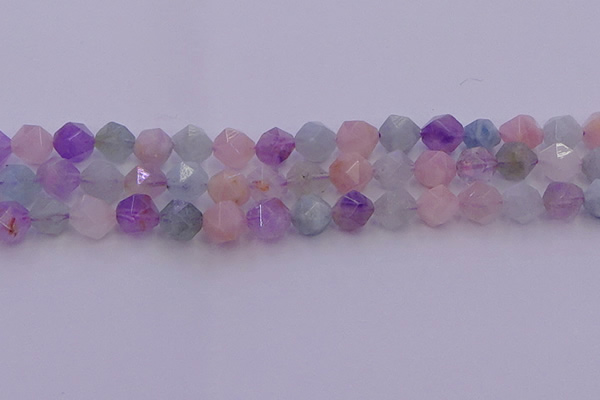 CMQ382 15.5 inches 8mm faceted nuggets mixed quartz beads