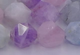 CMQ384 15.5 inches 12mm faceted nuggets mixed quartz beads