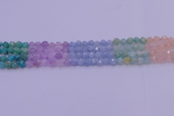 CMQ391 15.5 inches 6mm faceted nuggets mixed quartz beads