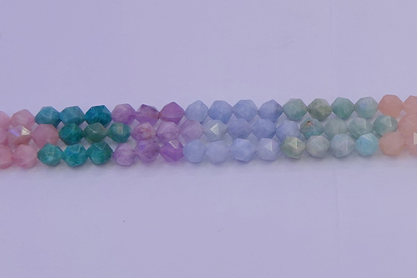 CMQ394 15.5 inches 12mm faceted nuggets mixed quartz beads