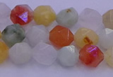 CMQ412 15.5 inches 8mm faceted nuggets mixed jade beads