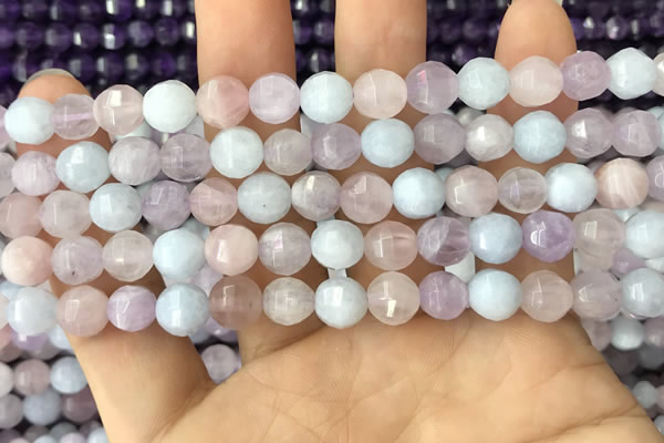 CMQ422 15.5 inches 8mm faceted round natural mixed quartz beads