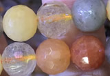 CMQ438 15.5 inches 10mm faceted round mixed rutilated quartz beads