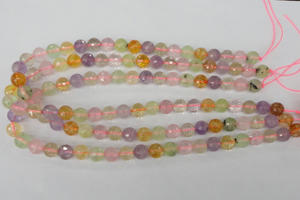 CMQ53 15.5 inches 10mm faceted round multicolor quartz beads