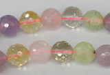 CMQ54 15.5 inches 12mm faceted round multicolor quartz beads