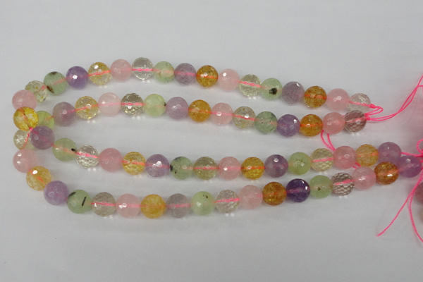 CMQ54 15.5 inches 12mm faceted round multicolor quartz beads