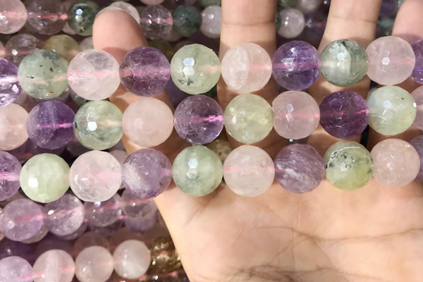 CMQ540 15.5 inches 14mm faceted round colorfull quartz beads