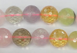 CMQ55 15.5 inches 14mm faceted round multicolor quartz beads