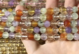 CMQ550 15.5 inches 8mm faceted round colorfull quartz beads