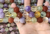 CMQ555 15.5 inches 14mm faceted round colorfull quartz beads