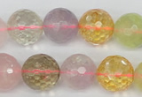 CMQ56 15.5 inches 16mm faceted round multicolor quartz beads