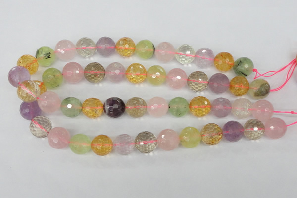 CMQ56 15.5 inches 16mm faceted round multicolor quartz beads