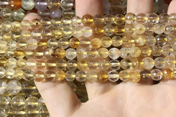 CMQ560 15.5 inches 6mm faceted round citrine gemstone beads