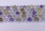 CMQ577 15.5 inches 10mm faceted round mixed quartz beads