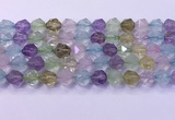 CMQ578 15.5 inches 12mm faceted round mixed quartz beads