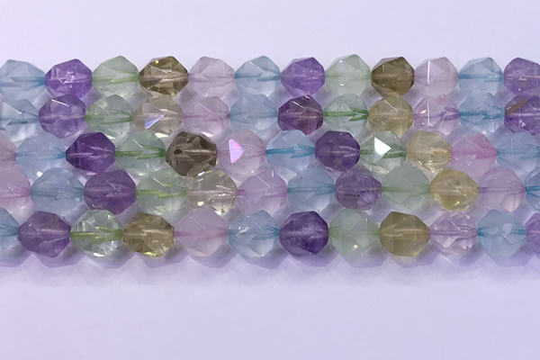 CMQ578 15.5 inches 12mm faceted round mixed quartz beads