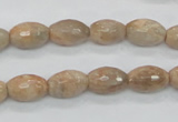 CMS101 15.5 inches 8*12mm faceted rice moonstone gemstone beads