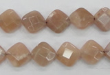 CMS105 15.5 inches 10*10mm faceted diamond moonstone gemstone beads