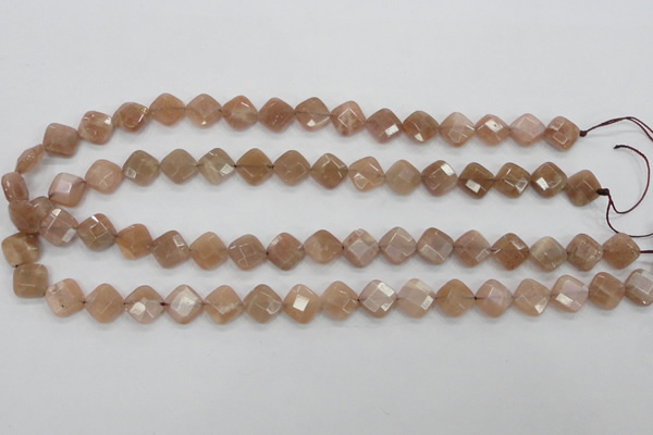 CMS105 15.5 inches 10*10mm faceted diamond moonstone gemstone beads