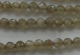 CMS1066 15.5 inches 4mm faceted round grey moonstone beads wholesale