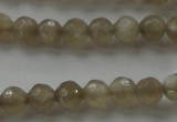 CMS1067 15.5 inches 6mm faceted round grey moonstone beads wholesale