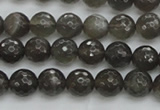 CMS1075 15.5 inches 6mm faceted round grey moonstone beads wholesale