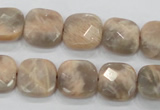 CMS109 15.5 inches 15*15mm faceted square moonstone gemstone beads