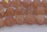 CMS1132 15.5 inches 8mm faceted nuggets peach moonstone beads