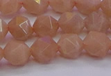 CMS1133 15.5 inches 10mm faceted nuggets peach moonstone beads