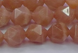 CMS1134 15.5 inches 12mm faceted nuggets peach moonstone beads