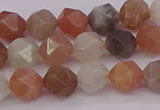 CMS1137 15.5 inches 8mm faceted nuggets rainbow moonstone beads