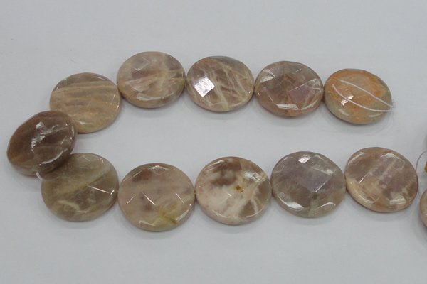 CMS115 15.5 inches 35mm faceted coin moonstone gemstone beads