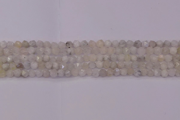 CMS1153 15.5 inches 6mm faceted nuggets white moonstone beads