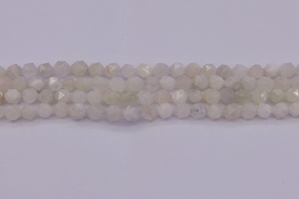 CMS1154 15.5 inches 8mm faceted nuggets white moonstone beads