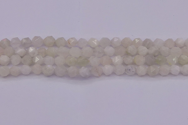 CMS1155 15.5 inches 10mm faceted nuggets white moonstone beads