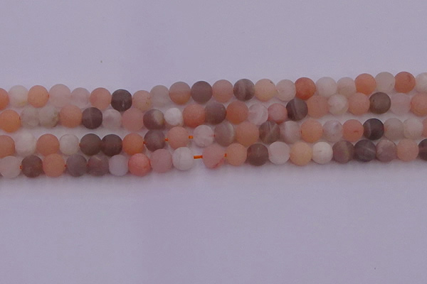 CMS1160 15.5 inches 6mm round matte rainbow moonstone beads