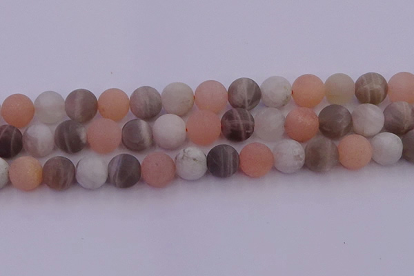 CMS1162 15.5 inches 10mm round matte rainbow moonstone beads