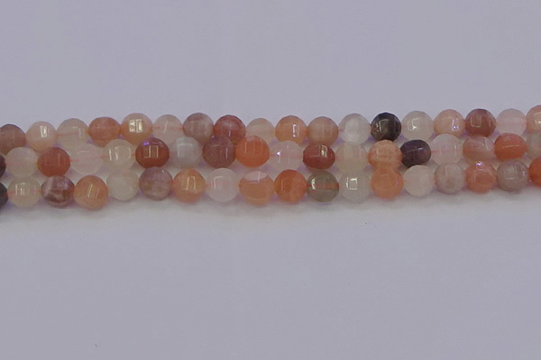 CMS1167 15.5 inches 8mm faceted round rainbow moonstone beads